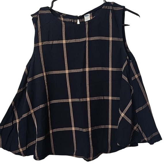 Old Navy Tops - Old Navy Blue and Tan Plaid Womens Top Sleeveless Size Xs